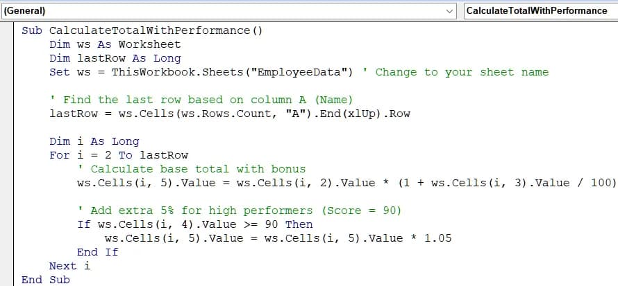 Editing VBA Code via the Developer Tab