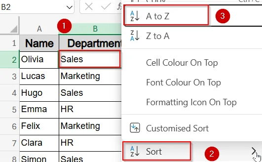Ranking Within Groups Using COUNTIFS Function