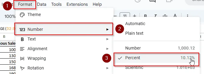 Calculate Average Percentage from Numerical Data