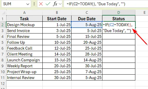Check If a Task Is Due Today