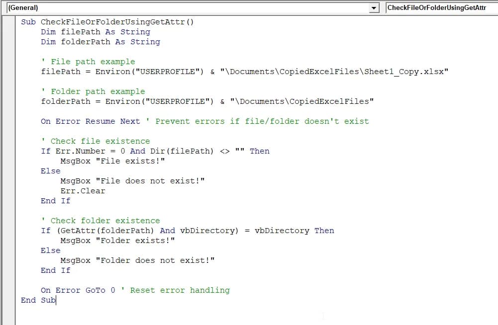 Using the GetAttr Command to Check Both File/Folder Existence