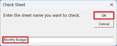Ask the Sheet Name from the User and Check If It Exists