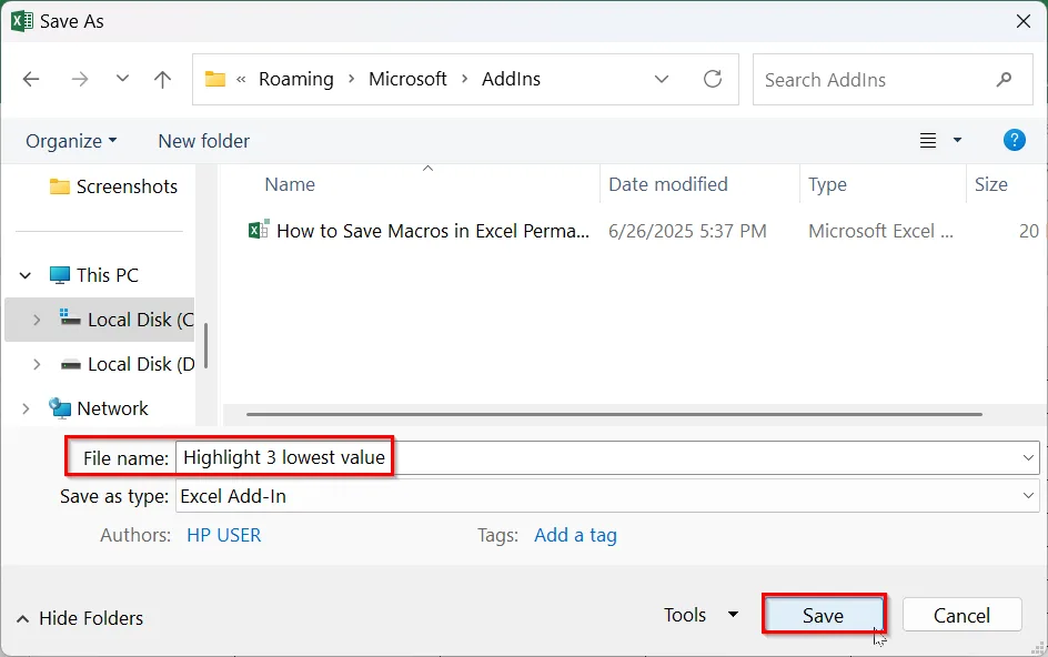 Save Macros Permanently As Excel Add-In (.xlam)