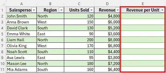 Use Structured Reference for Calculations Across Multiple Columns