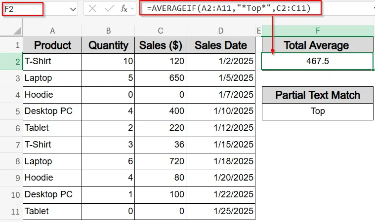 Calculate Average Based on Partial Text Criteria