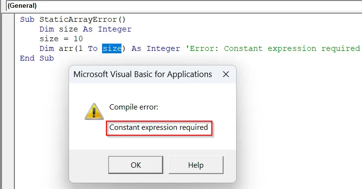 Use Redim for Dynamic Arrays Instead of Static Arrays
