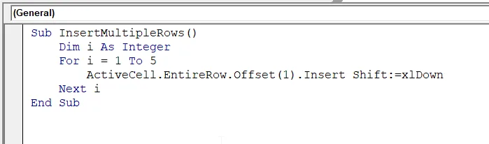 Insert Multiple Rows Using Excel VBA