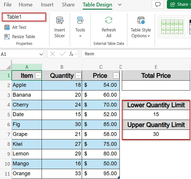 Use Dynamic Range with Named Table or Structured References to Find Total Sum