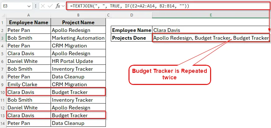 Vlookup Multiple Values in One Cell without Duplicates Using TEXTJOIN+UNIQUE Functions