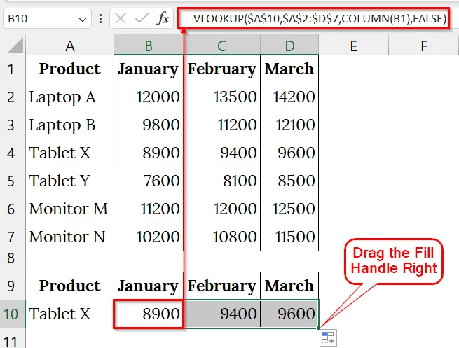 Applying the VLOOKUP with a Dynamic Column Reference
