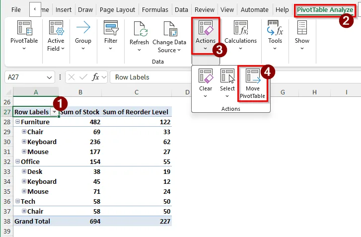 Solution 1: Move the Pivot Table