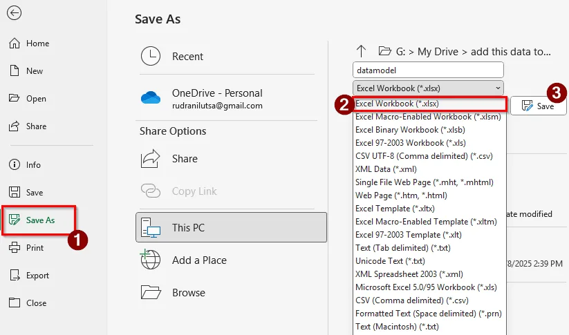 Workbook Saved as the Wrong Format