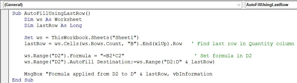 Solution 2: Define Destination Range Dynamically Based on Last Row