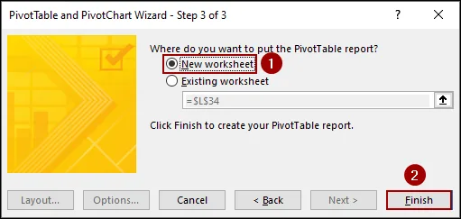 Using PivotTable and PivotChart Wizard Feature