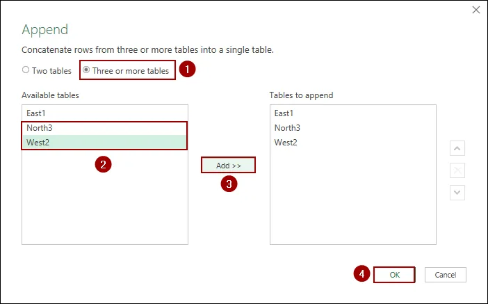 Applying Append Queries Feature from Power Query