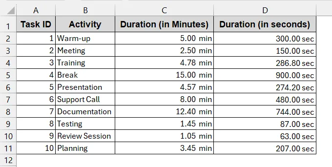Minute Conversion to Seconds with the CONVERT Function