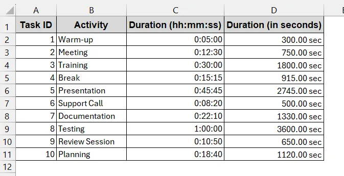 Use HOUR, MINUTE, and SECOND Format to Convert Time into Seconds