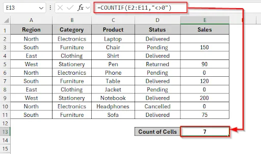 Counting with Blank Cells