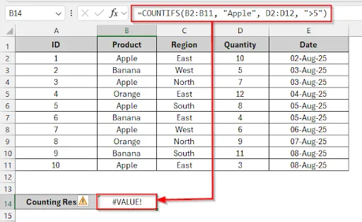 Ensure Range Sizes Match