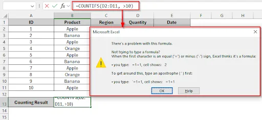 Incorrect Criteria Format