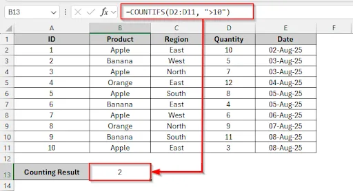 Incorrect Criteria Format