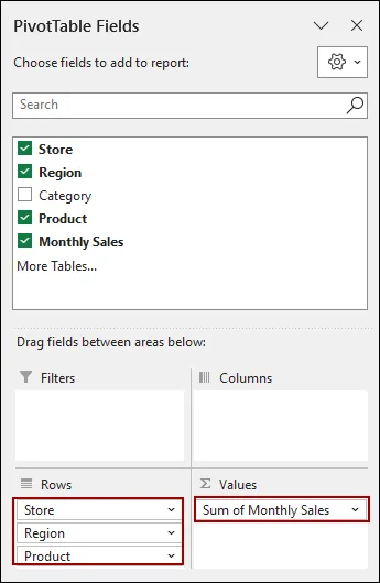 Steps to Create Custom Subtotal in Excel Pivot Table