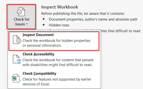Remove Hidden Rows with Excel’s Built-in Inspector