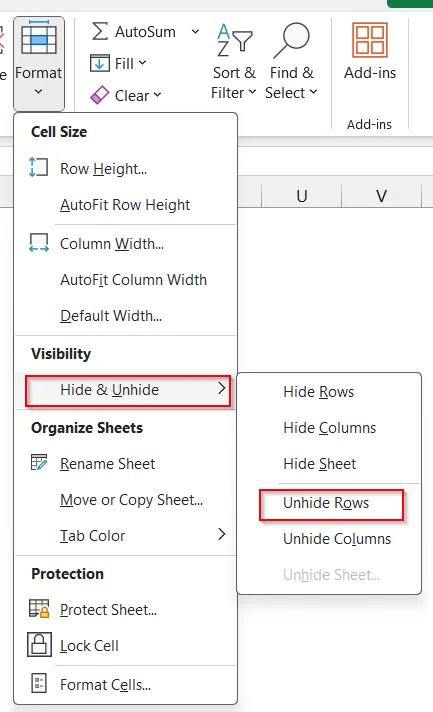 Manually Delete Hidden Rows in Small Worksheets