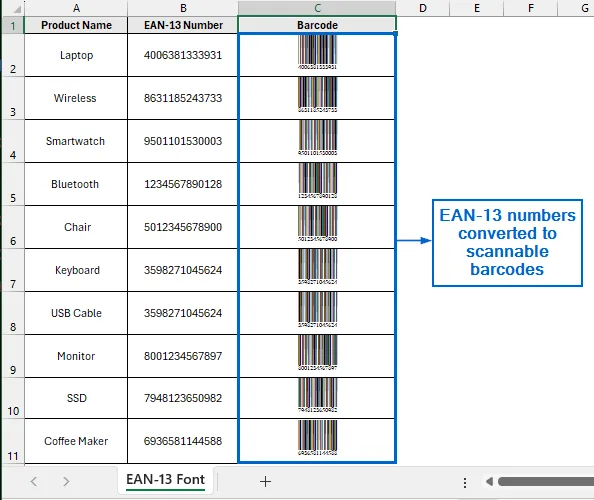 Install an External Font to Generate EAN-13 Barcode