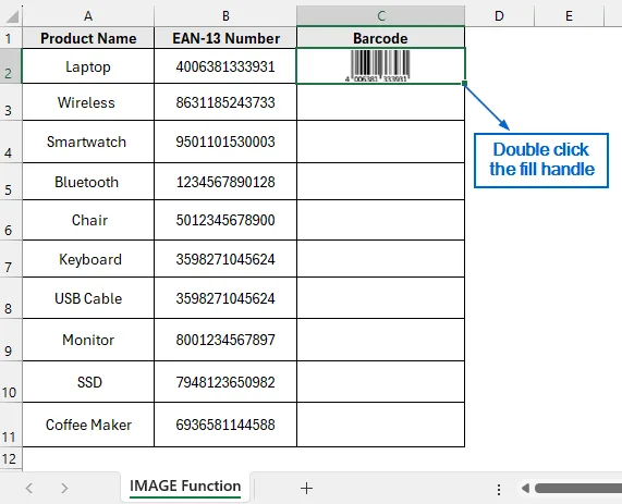 Generate EAN-13 Barcode with IMAGE Function and External Link