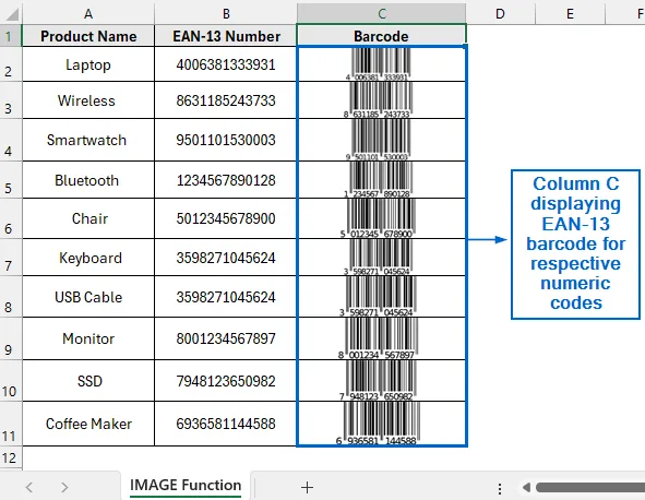 Generate EAN-13 Barcode with IMAGE Function and External Link