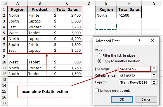 Missing Data Breaks the Filter Selection