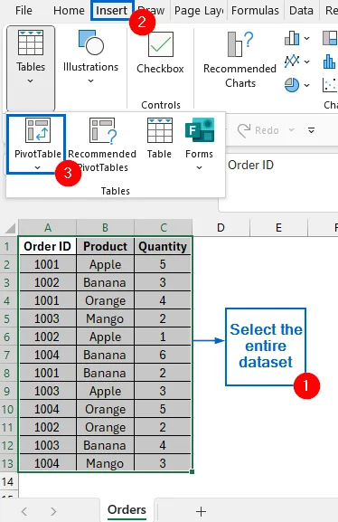 Use Pivot Table to Combine Rows by Summing Quantities