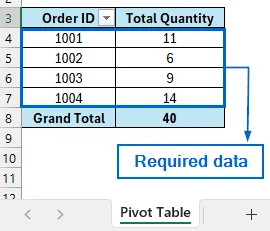 Use Pivot Table to Combine Rows by Summing Quantities