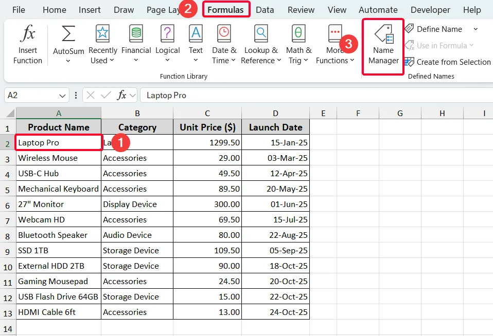 Display Text Using Named Range