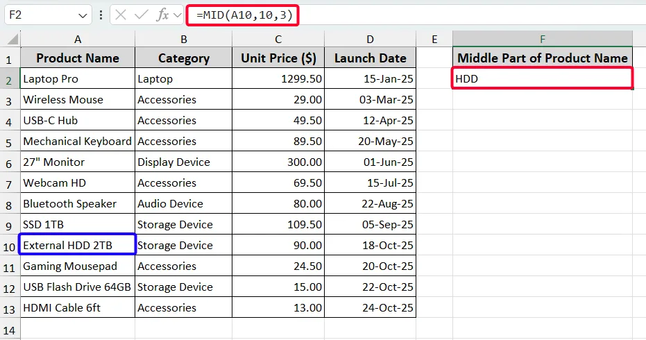 Display Specific Portion of Text From Another Cell