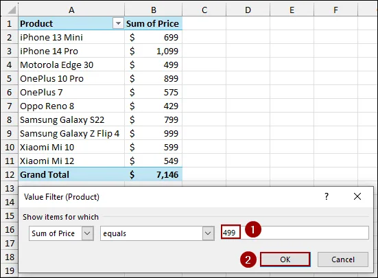 Utilizing Value Filters to Filter Numeric Values