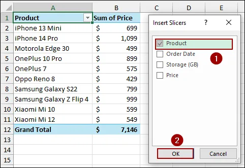 Filter Pivot Table Data Using Slicer