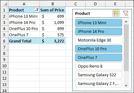 Filter Pivot Table Data Using Slicer