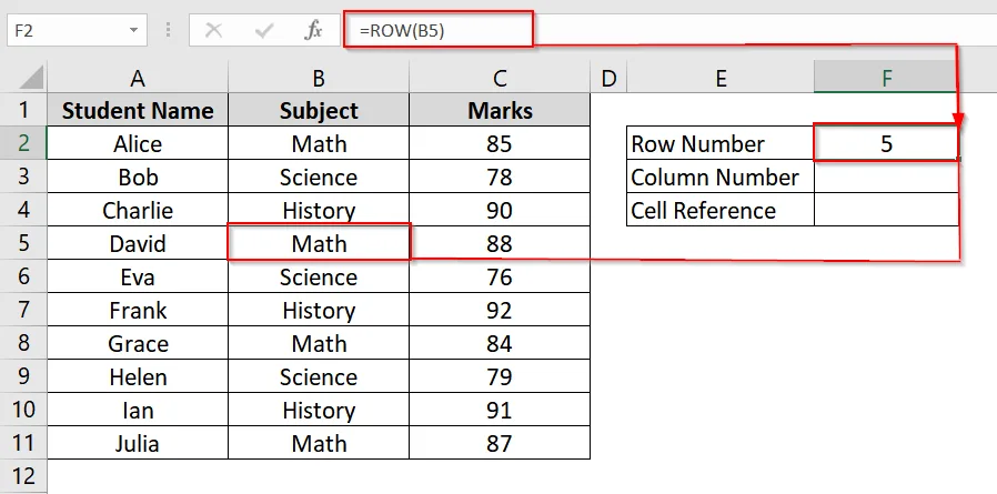 Extract Row and Column Numbers Based on a Cell Value