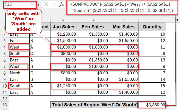Apply OR Logic in SUMPRODUCT for Multiple Columns in Excel