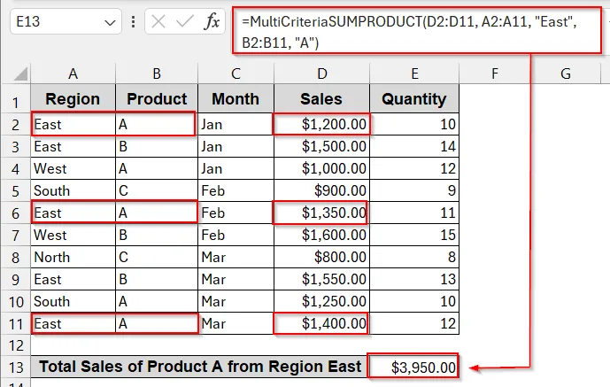VBA Function for SUMPRODUCT with Multiple Conditions