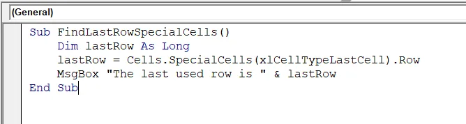 Using The Range.SpecialCells(xlCellTypeLastCell) Method