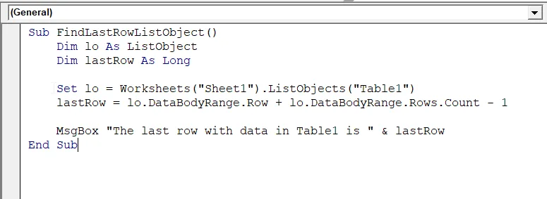 Using the ListObject (Excel Table) Method