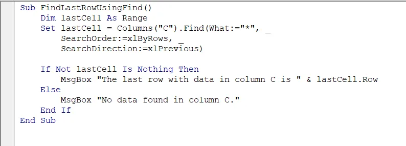 Using Range.Find Method