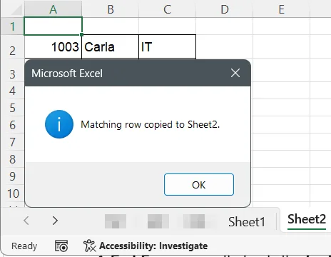 Search a Column and Return the Entire Matching Row