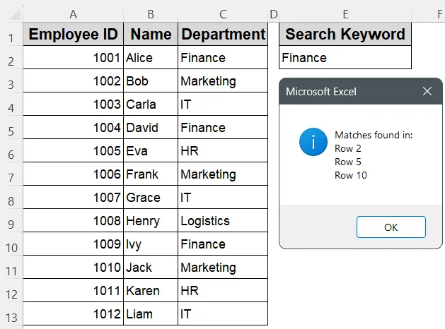 Search for All Matches in a Column Using a Loop