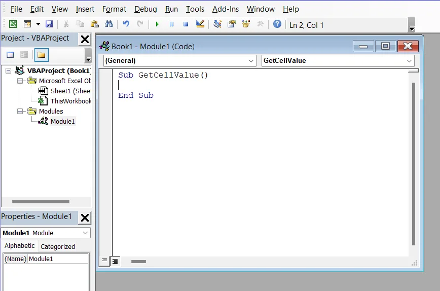 Use Cells(Row, Column) Function to Get Specific Cell Value