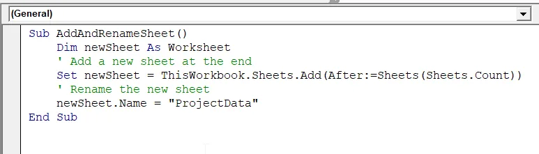 Add and Rename a New Worksheet Immediately