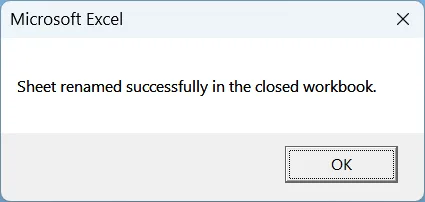Rename a Worksheet in a Closed Workbook